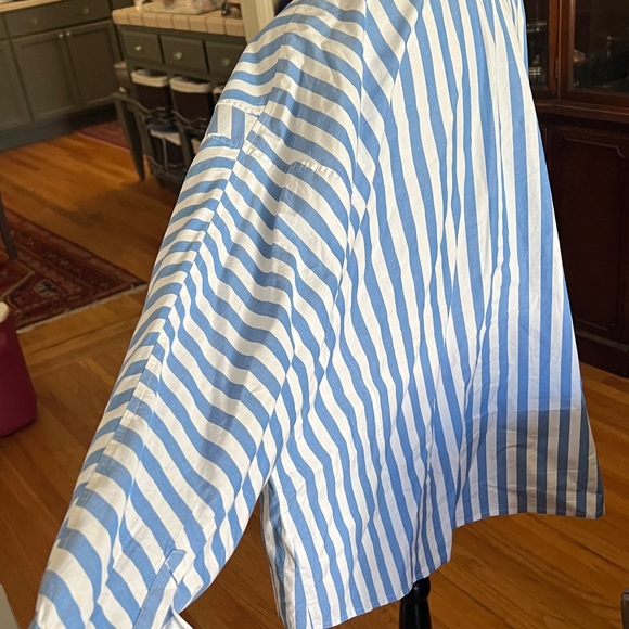 Classic Blue & White Striped womwns Button-Up Shirt - Picture 3 of 9
